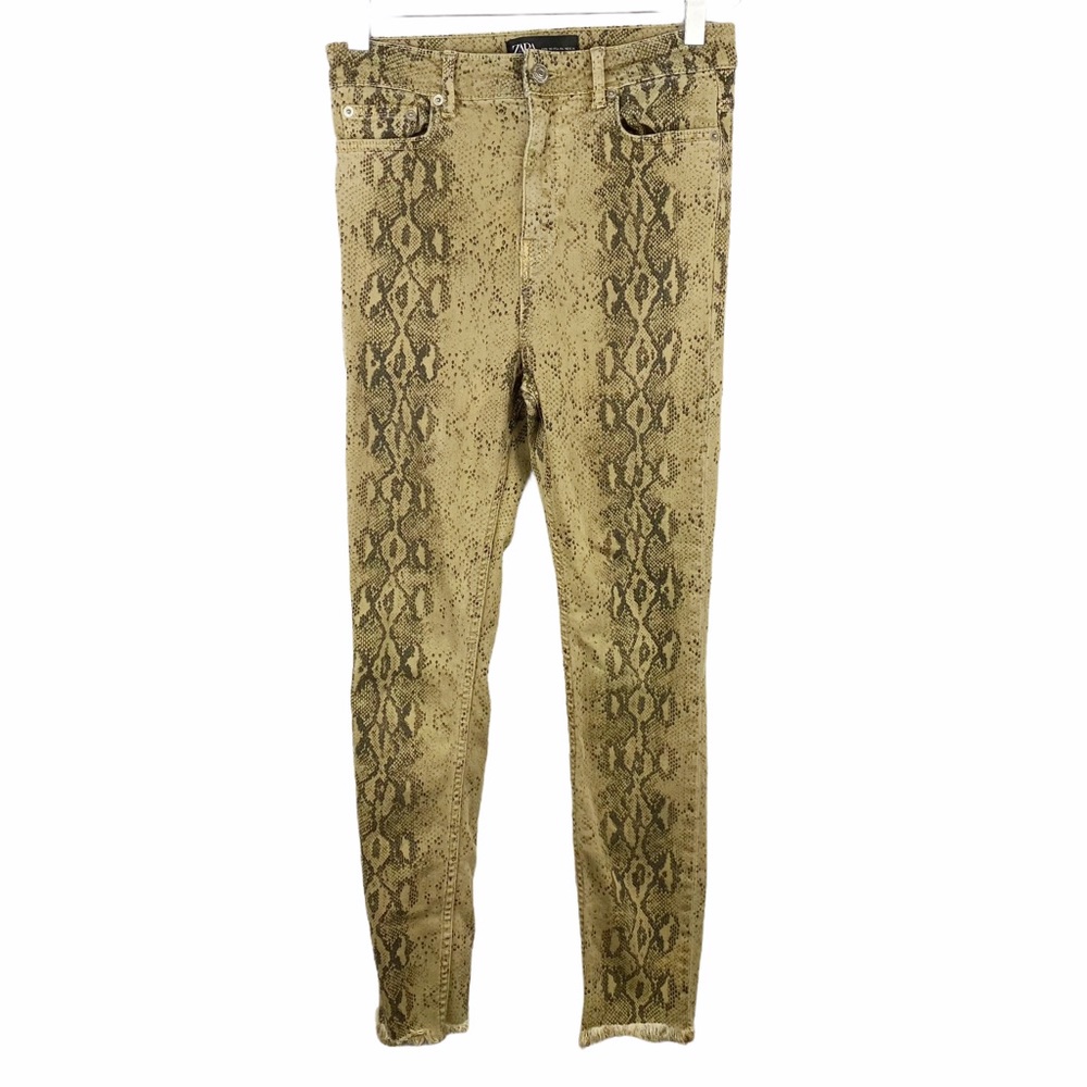 ZARA Python Snake Print High Waist Skinny Jeans 4 - Picture 3 of 11